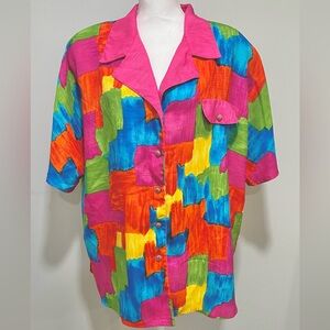 Vintage 80s/90s Robbie Sport Colorblock Button Up Shirt